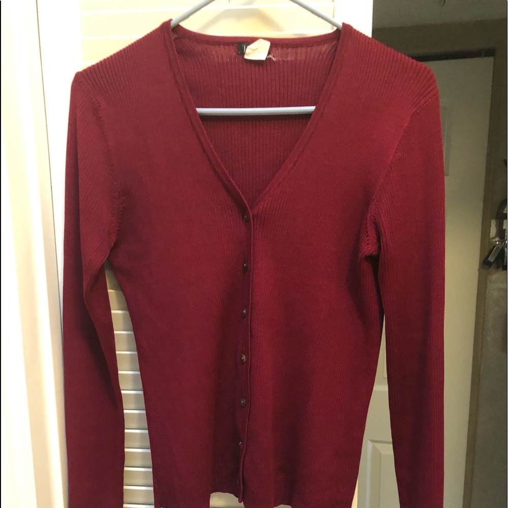 Mercerized cotton, J.Crew burgandy cardigan